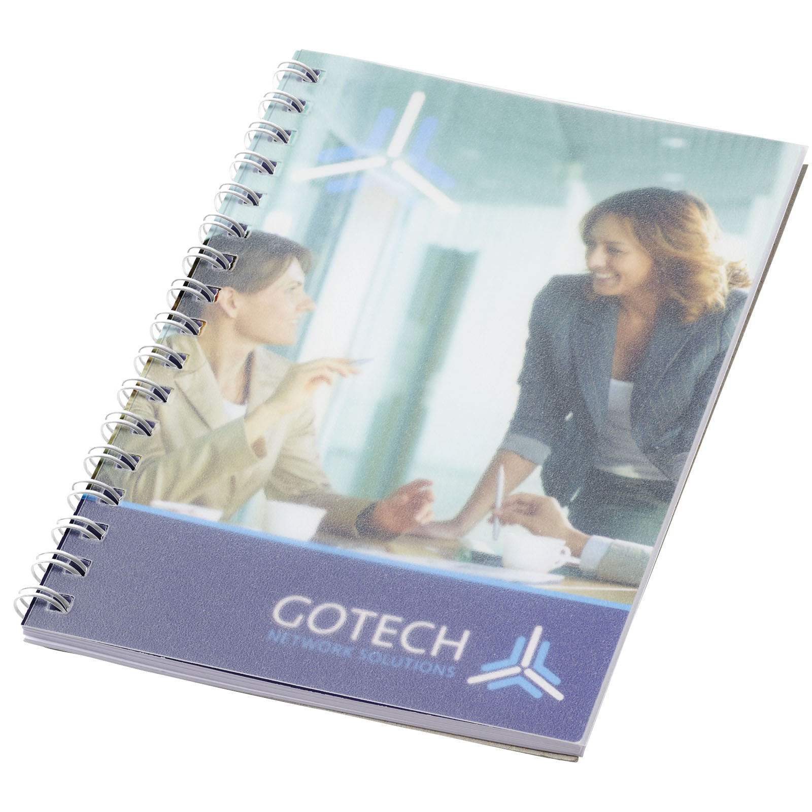 Desk-Mate® A6 spiraal notitieboek met PP-omslag bedrukken met logo
