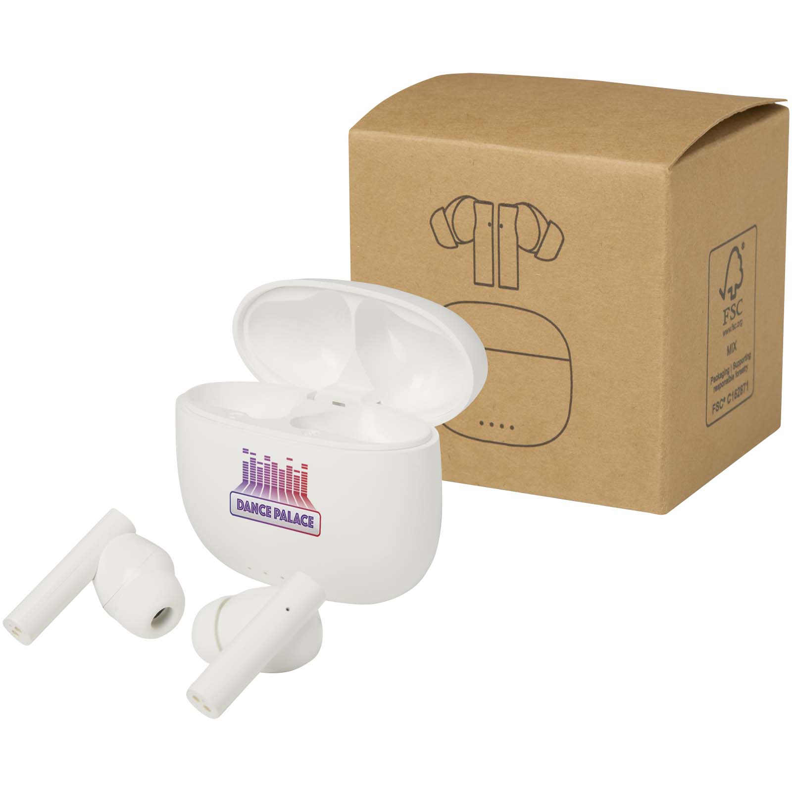 Alterf gerecycleerde plastic True Wireless Bluetooth®-oordopjes met siliconen oordopjes bedrukken met logo