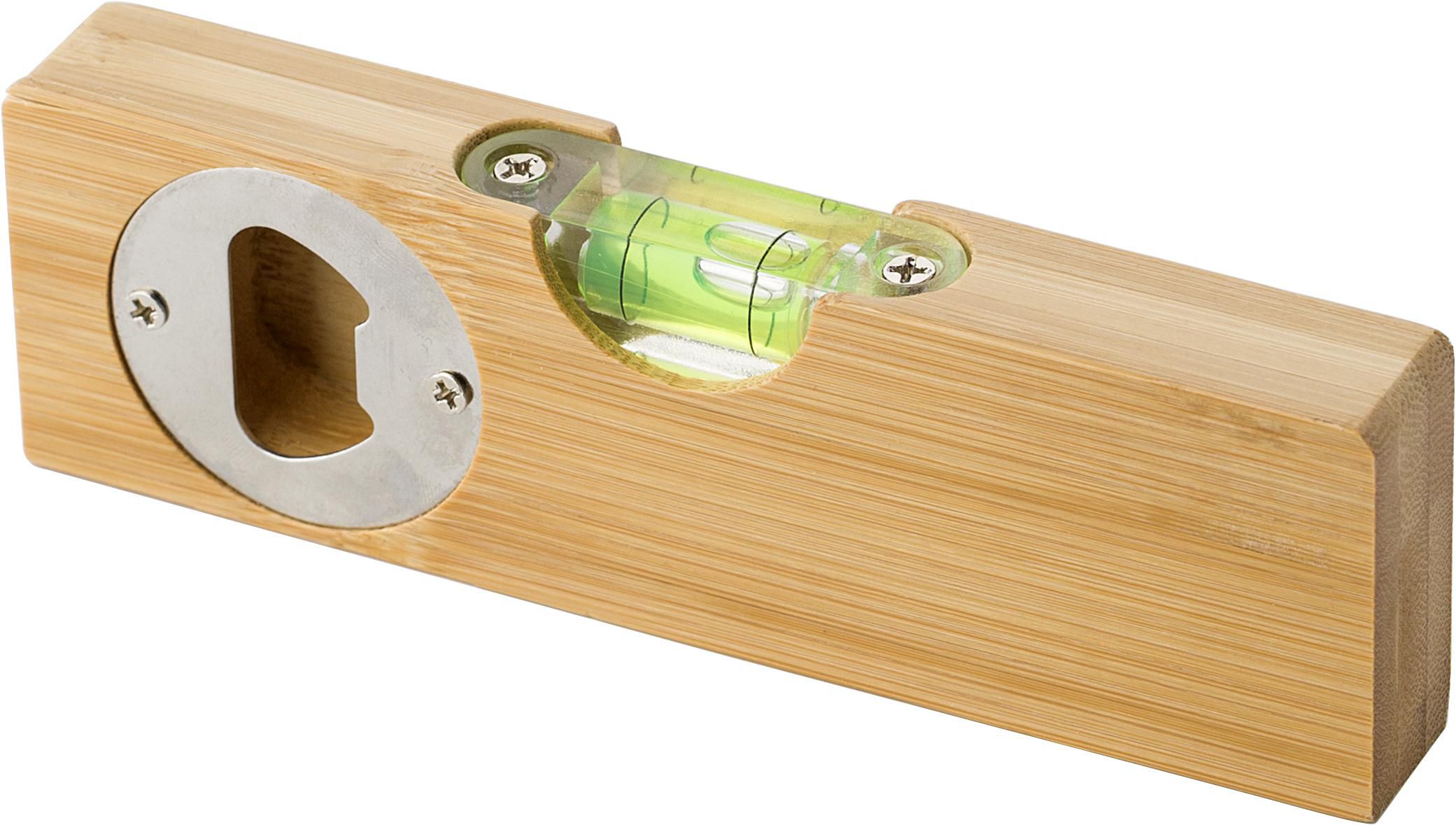 Flesopener Sherry | Bamboe | Waterpas bedrukken met logo