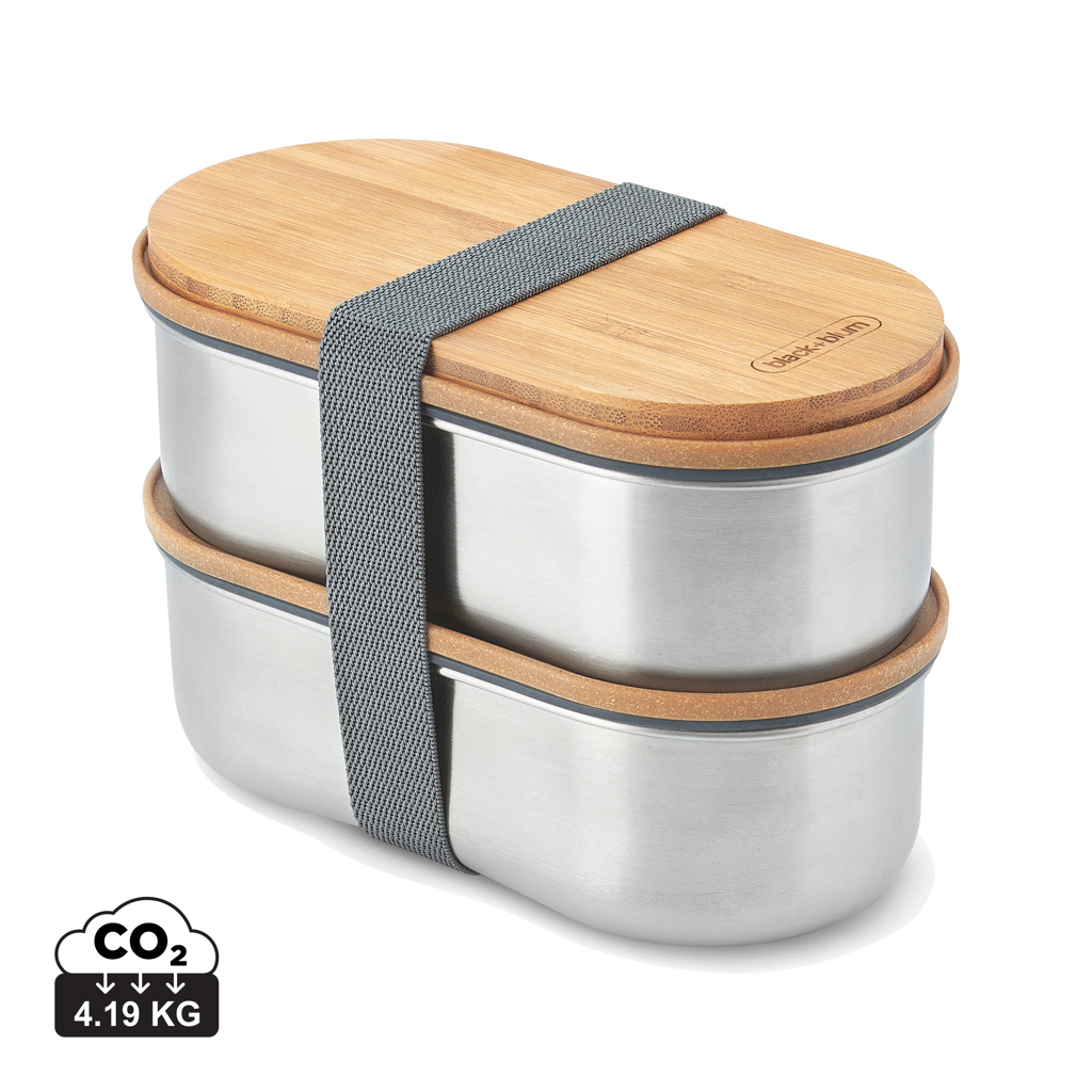 Black+Blum Stainless Steel Dubbele Bento Box bedrukken met logo
