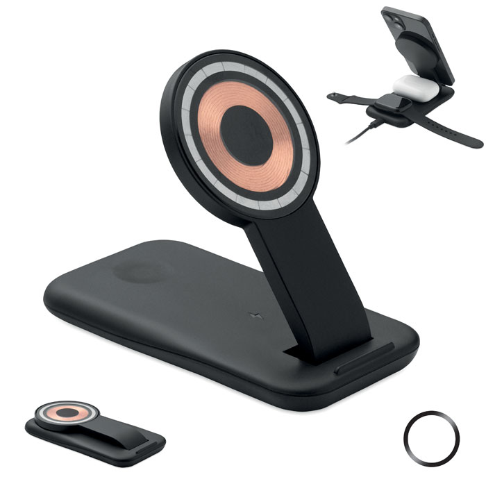 3-in-1 draadloze oplader 15W bedrukken met logo