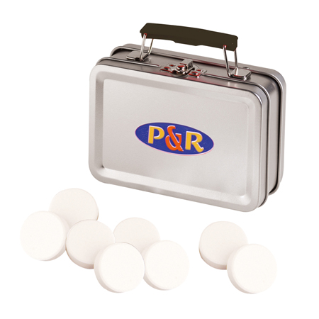 Koffer met pepermuntjes bedrukken met logo