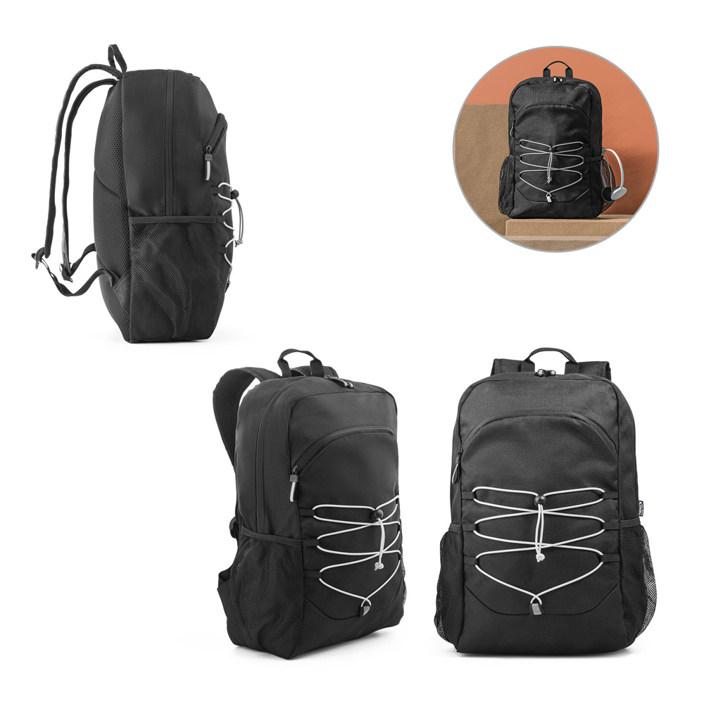 DELFOS BACKPACK. 15.6" laptop rugzak in 300D PET (100% rPET) en 600D PET (100% rPET) bedrukken met logo
