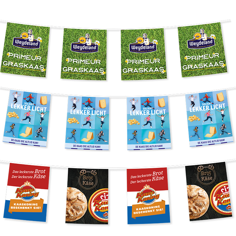 Vlaggenlijn (gasatineerd papier) bedrukken met logo