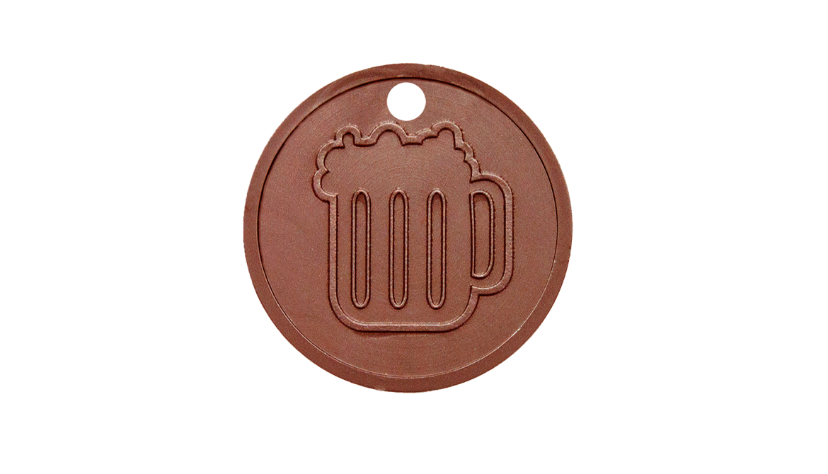 Engraved plastic coins with hole bedrukken met logo