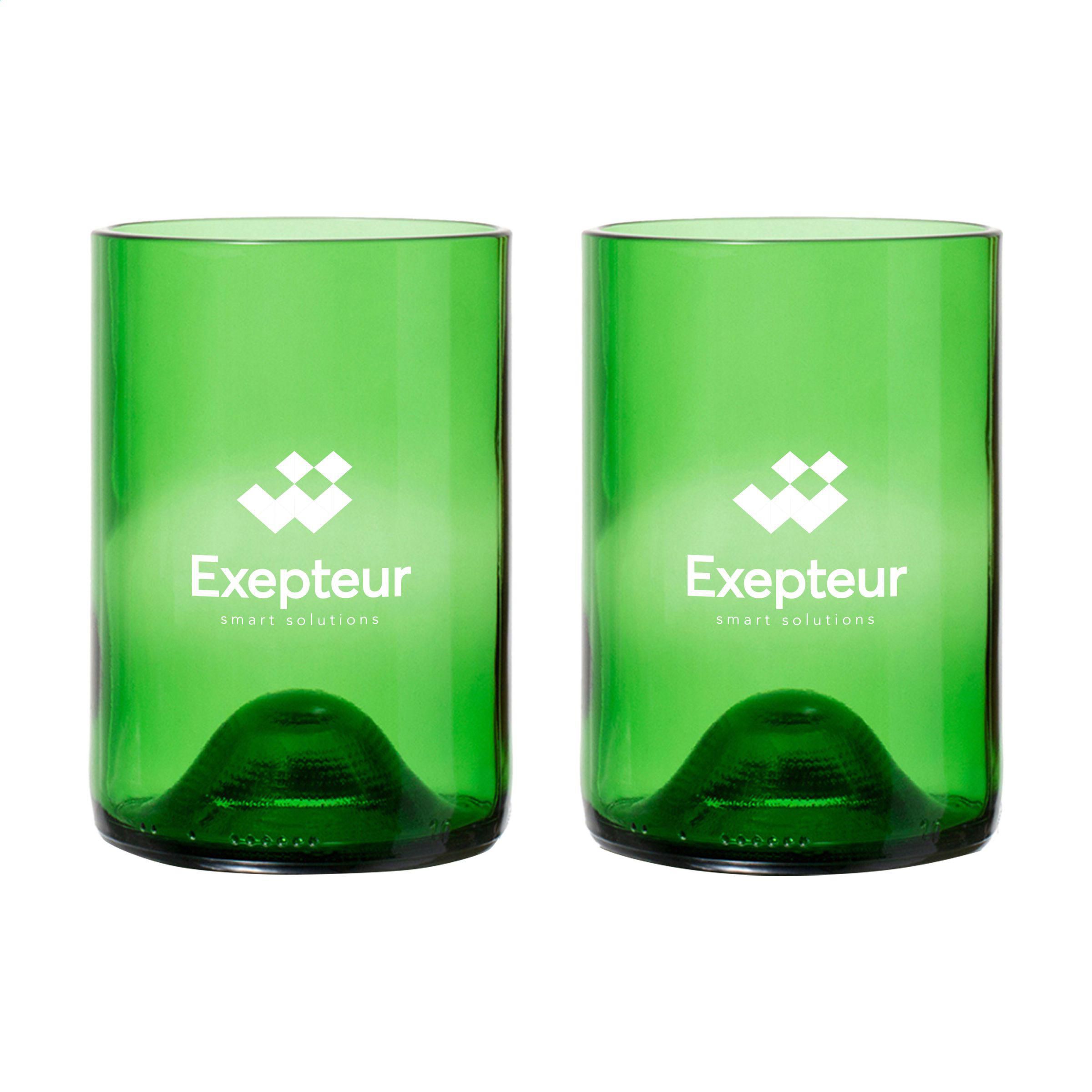 Rebottled® Tumbler 2-pack set glazen bedrukken met logo