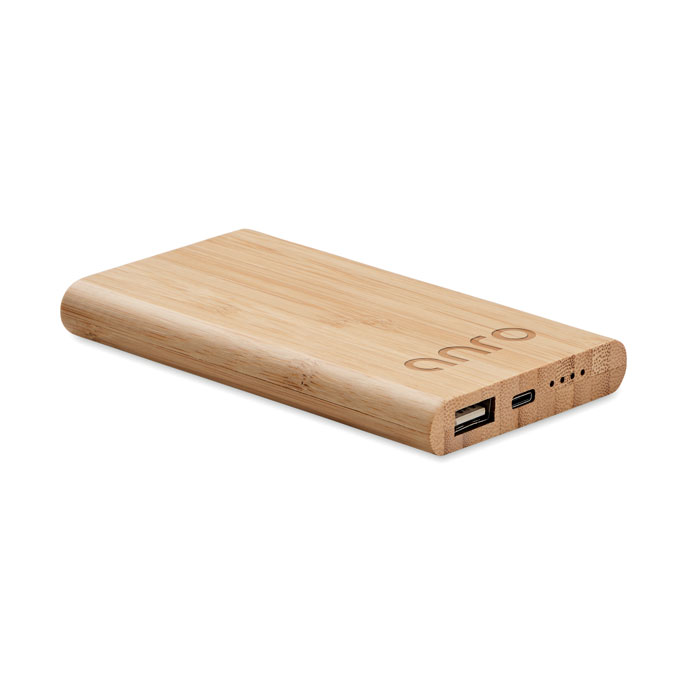 Bamboe powerbank 4000 mAh bedrukken met logo