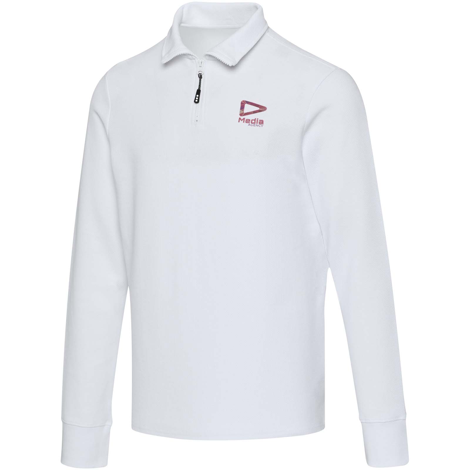 Zeus uniseks half-zip poloshirt met lange mouwen bedrukken met logo