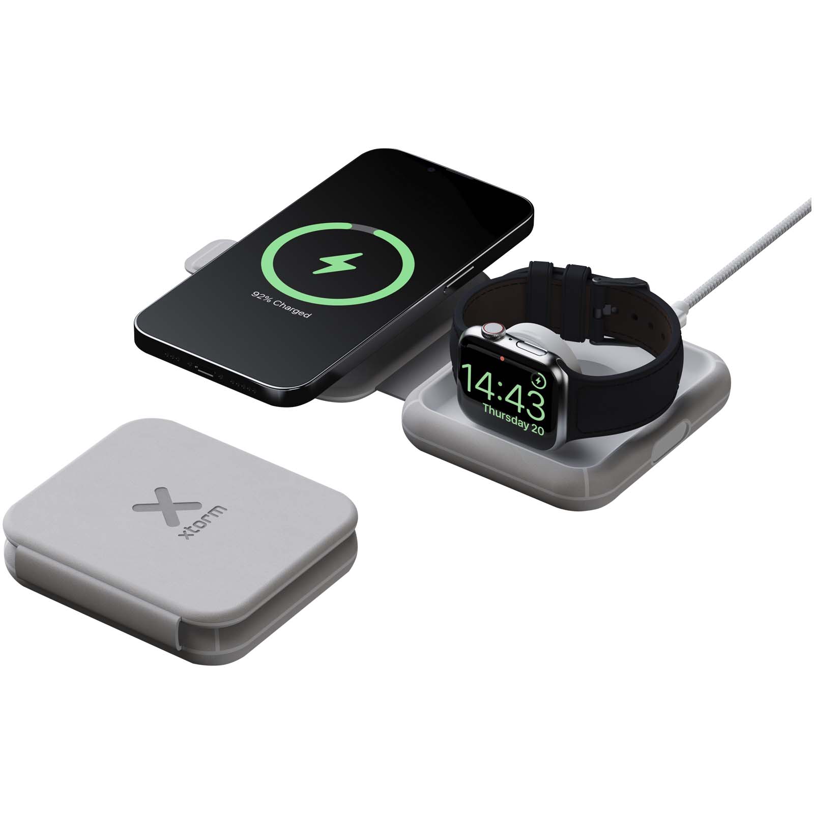 Xtorm XWF21 opvouwbare 2-in-1 draadloze reislader 15 W bedrukken met logo