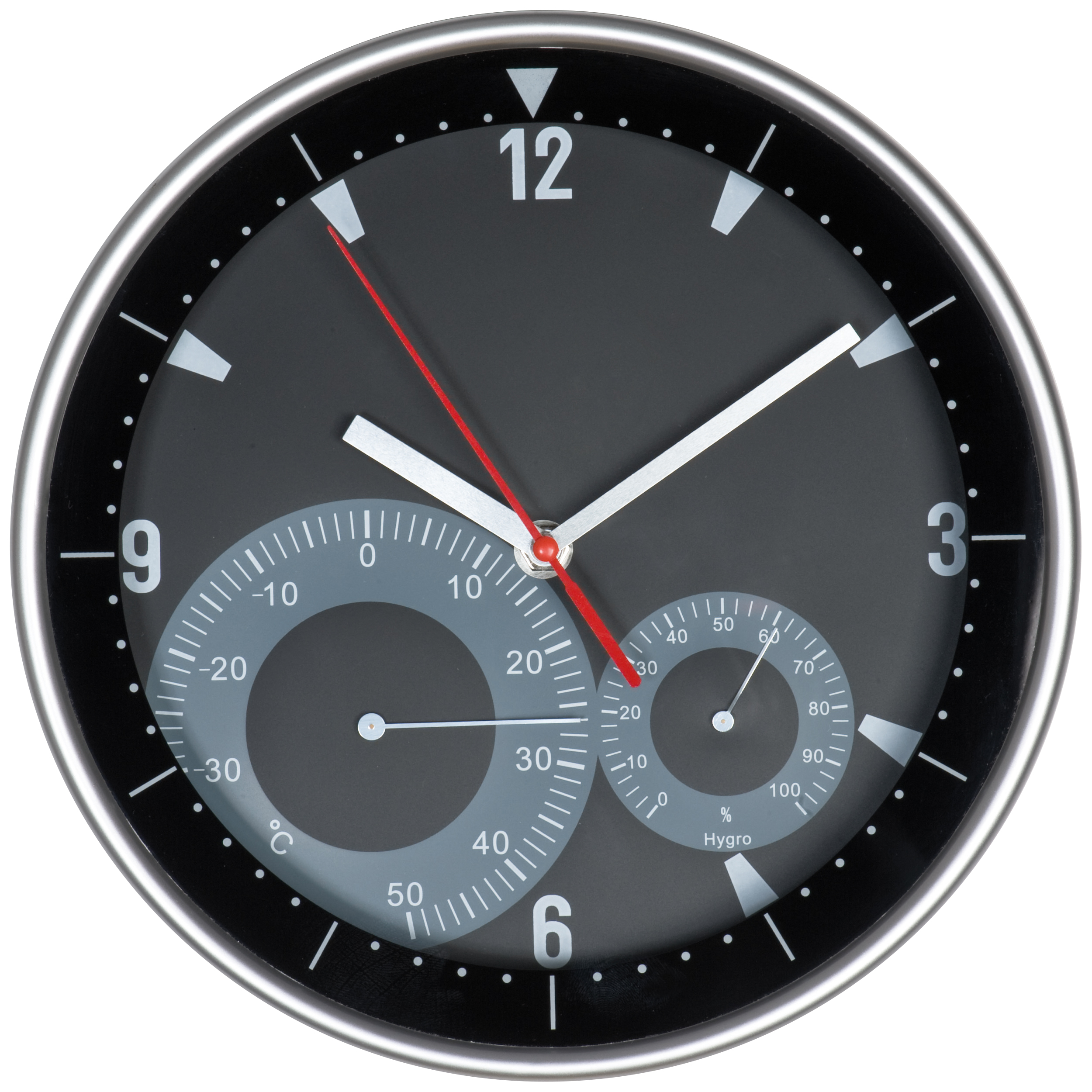 Wandklok met thermo-en hygrometer (25 cm) bedrukken met logo