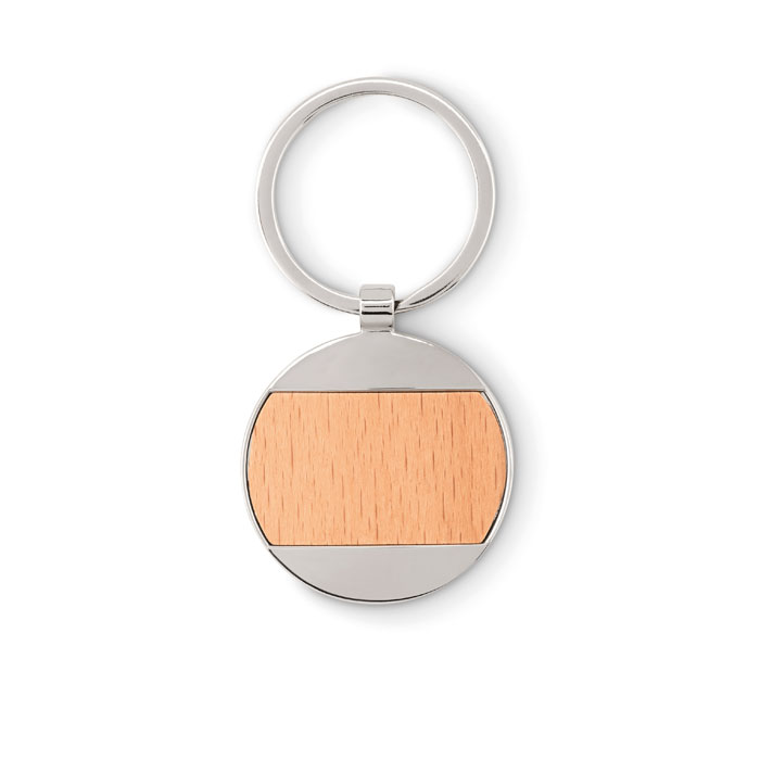 Sleutelhanger rond hout/metaal bedrukken met logo