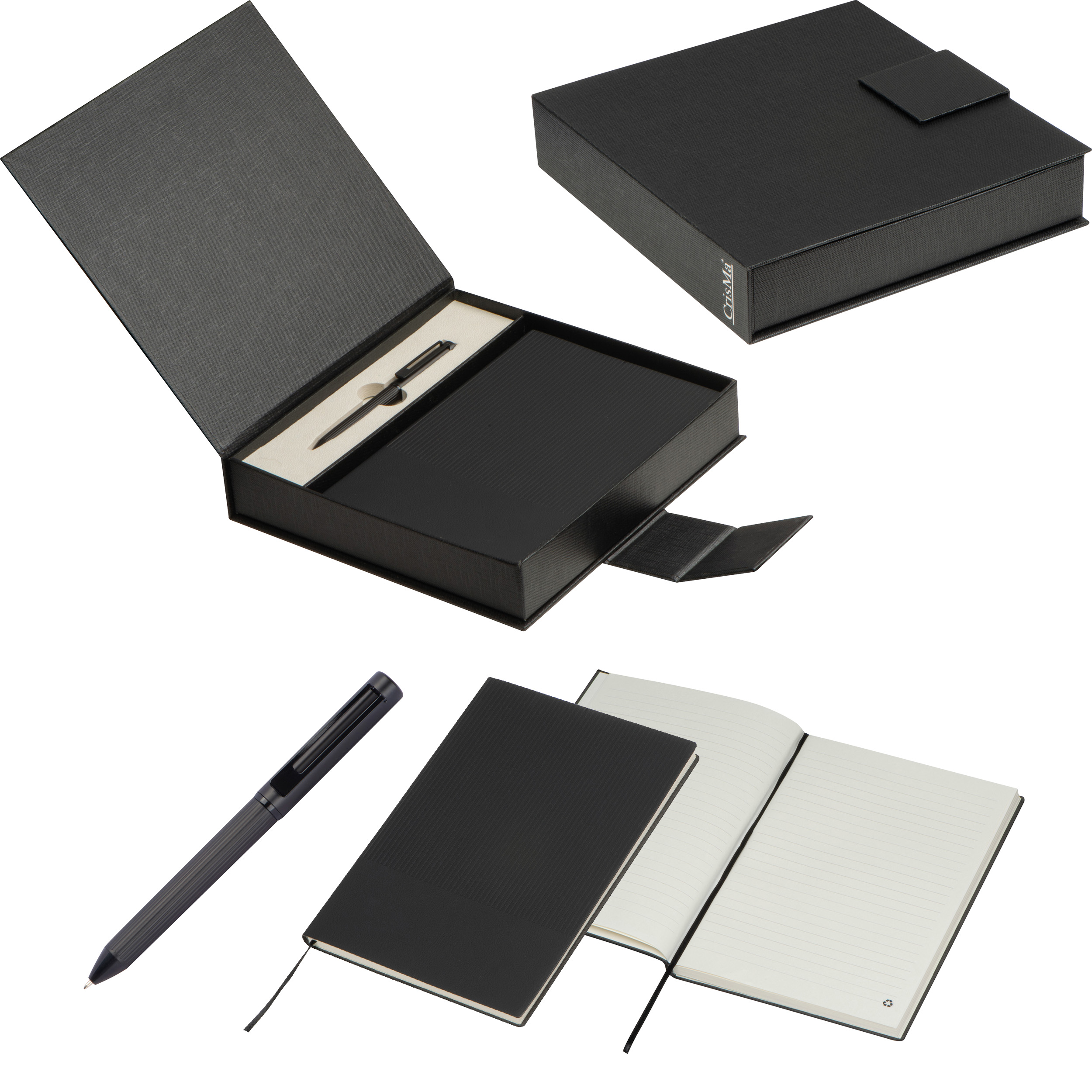 Set van notitieboekje en pen bedrukken met logo