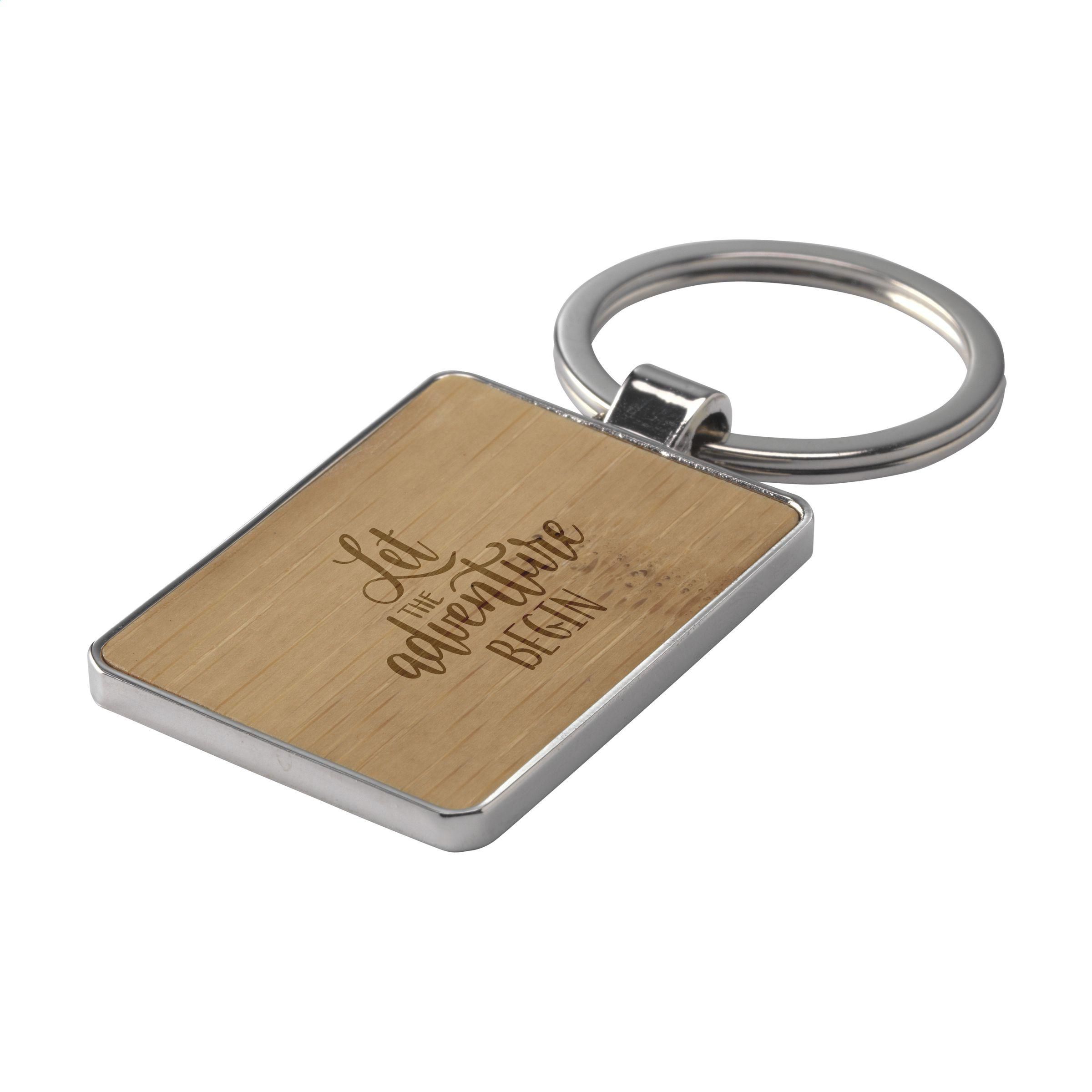 Frizzle Bamboo Key Rectangle sleutelhanger bedrukken met logo