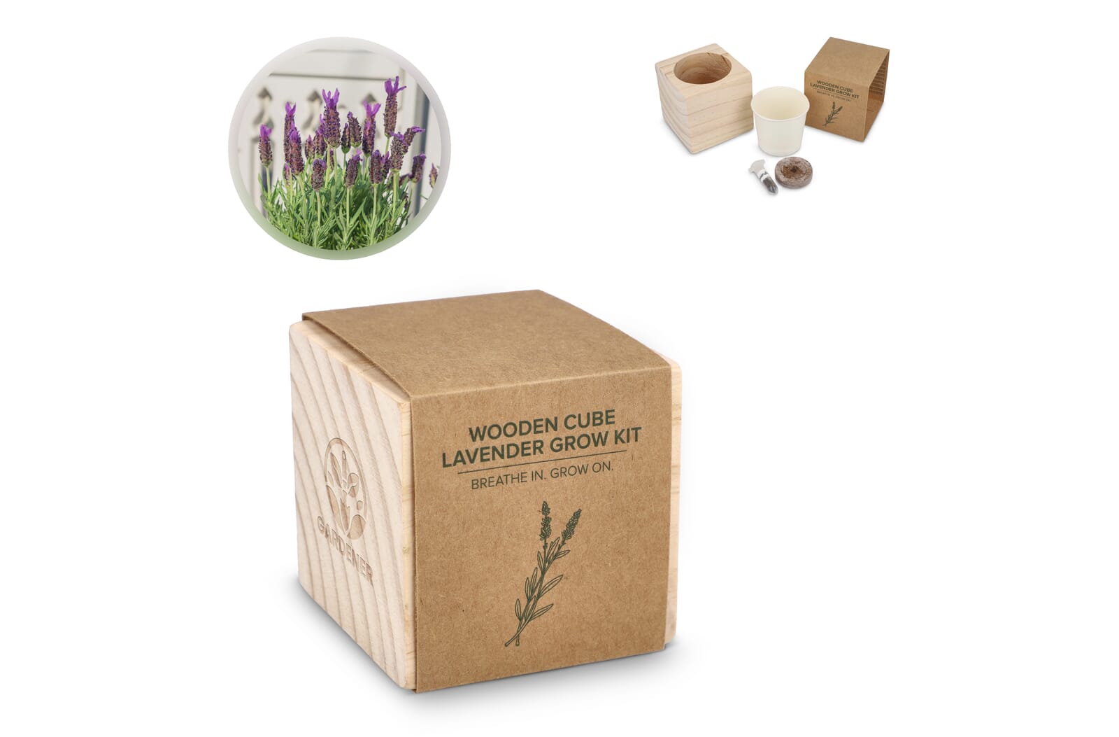 FSC Houten Plantenbak Set - Lavendel bedrukken met logo