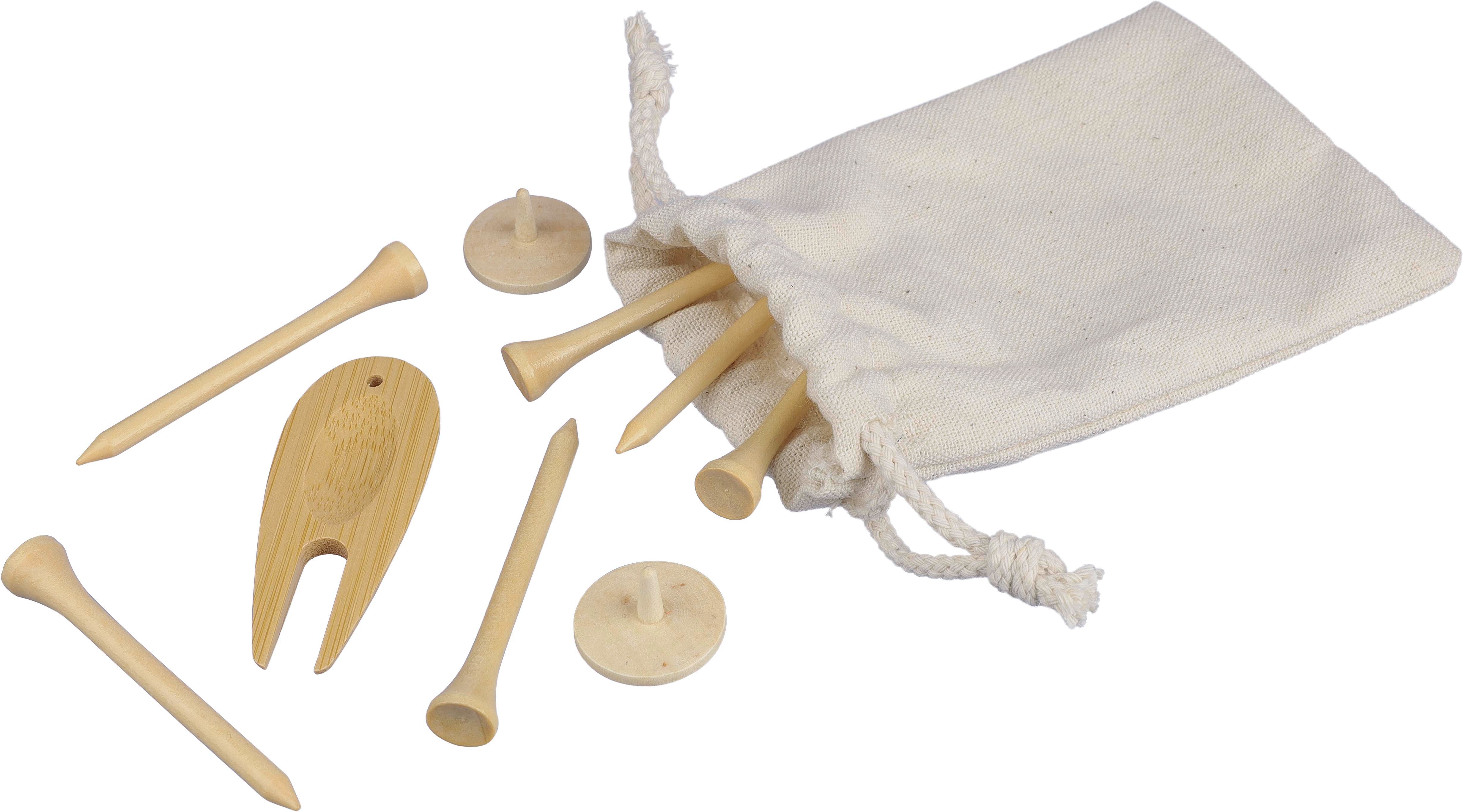 Houten golftees-set Nyssa bedrukken met logo