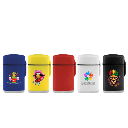 Jetflame aansteker, rubber bedrukken met logo