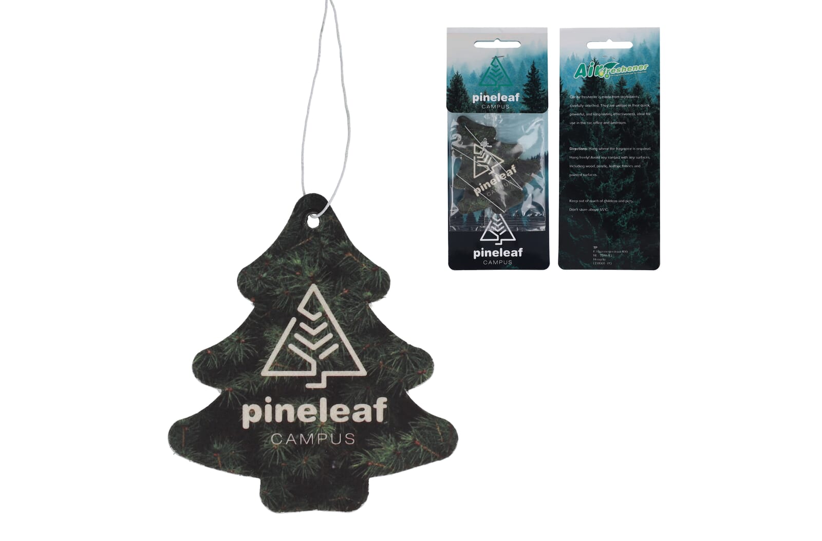 Auto luchtverfrisser boom met dennengeur bedrukken met logo