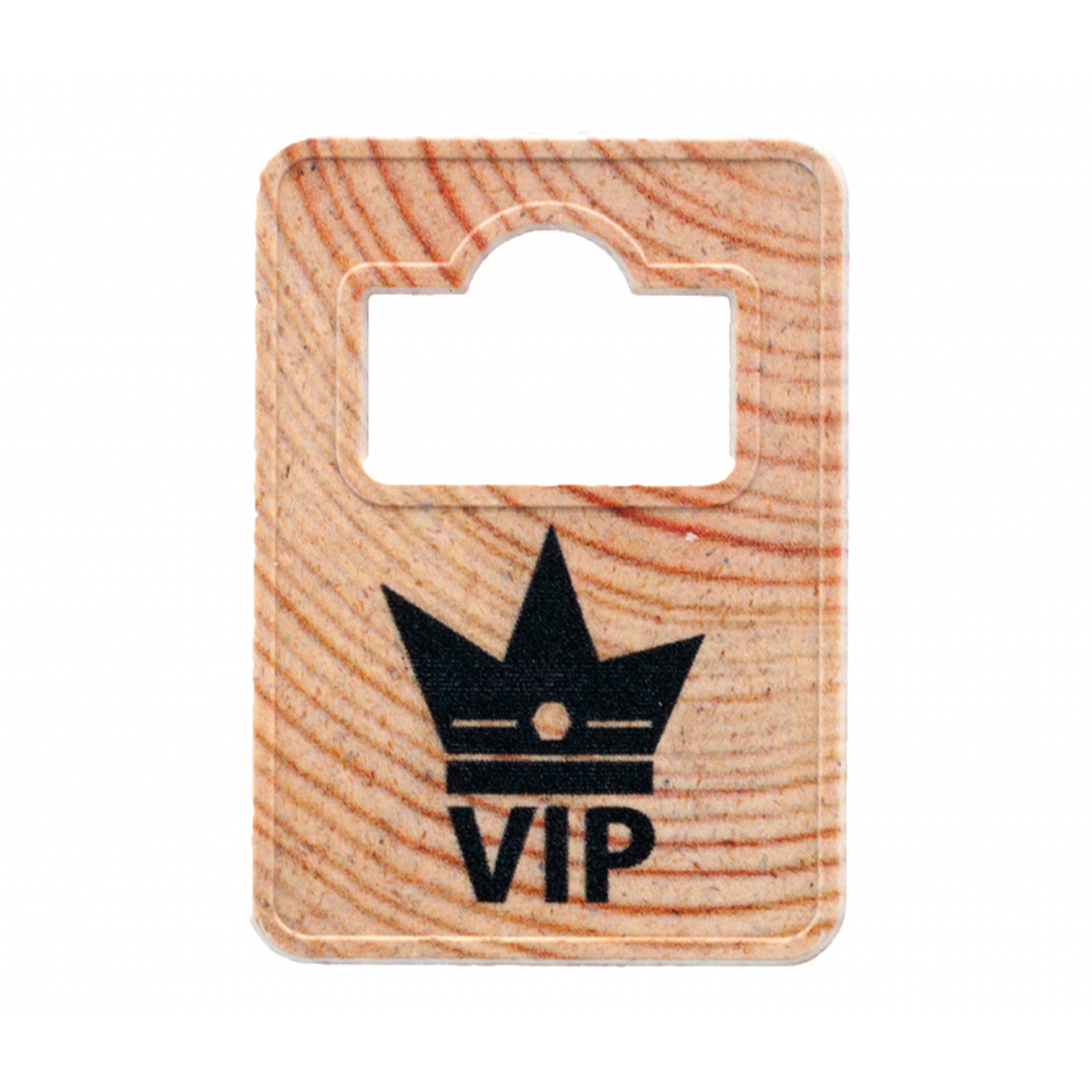 Wooden cloakroom tokens with rectangular hole bedrukken met logo