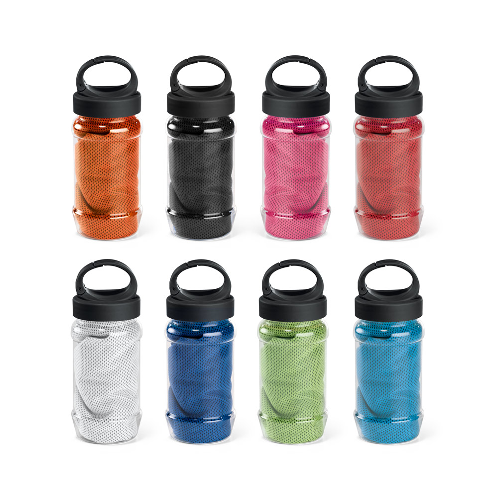 ARTX PLUS. Set met een PP en PET fles en een polyamide en polyester sporthanddoek bedrukken met logo