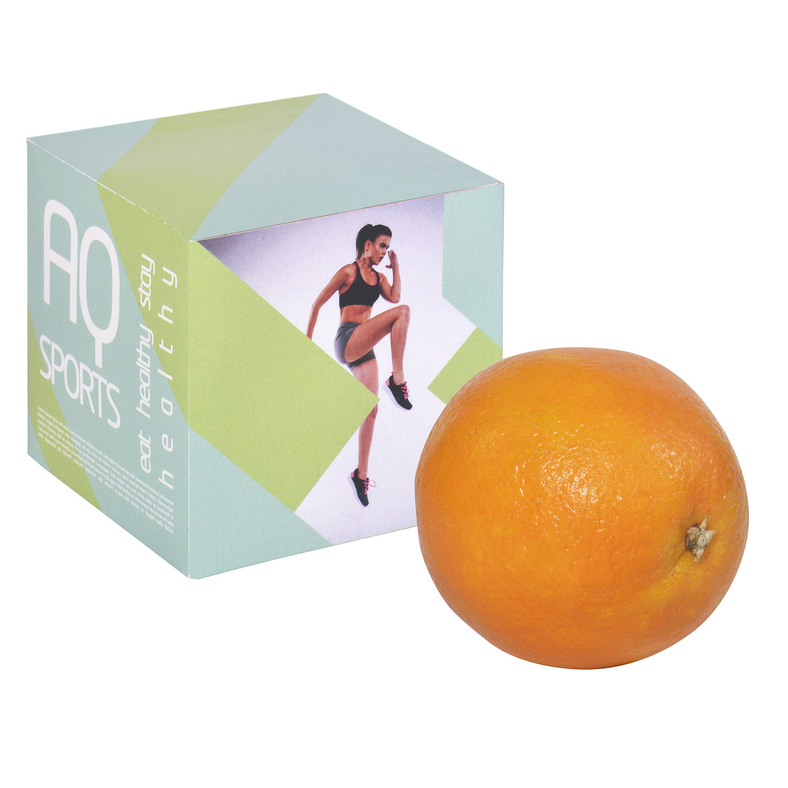 Sinaasappel in doosje bedrukken met logo