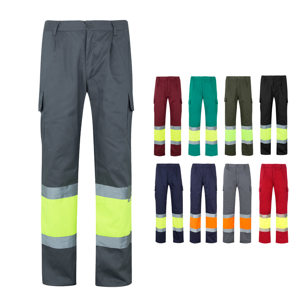 VL ATHENA. Tweekleurige broek van keperstof (210g/m²), gevoerd, met meerdere zakken, van katoen (20%) en polyester (80%) bedrukken met logo