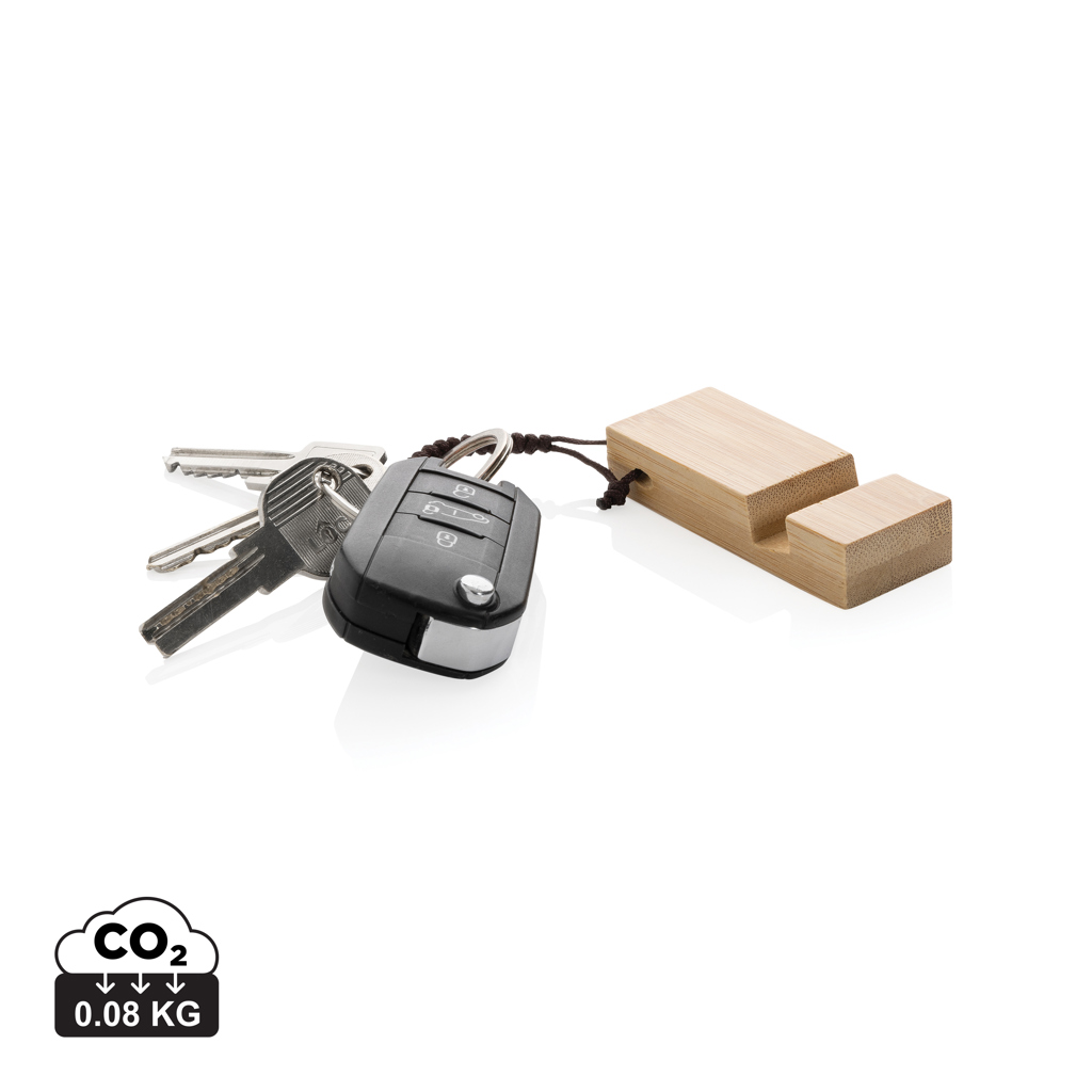 Standkey bamboe sleutelhanger telefoonstandaard bedrukken met logo