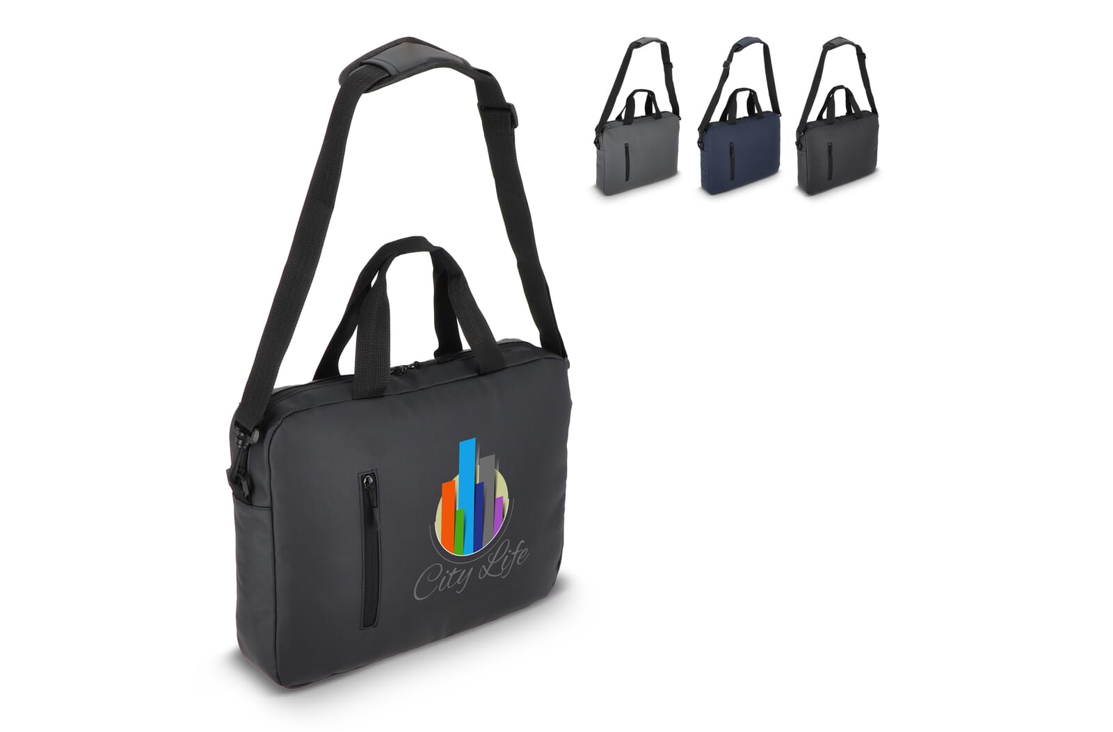 PU SoMa laptop messenger tas 28 x 38 x 5 cm bedrukken met logo