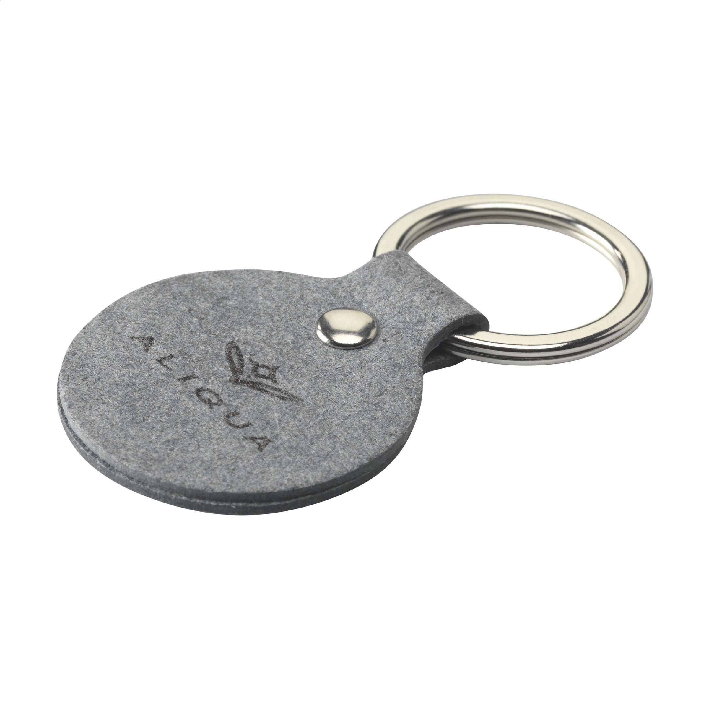 Recycled Denim Textile Keyring Round sleutelhanger bedrukken met logo