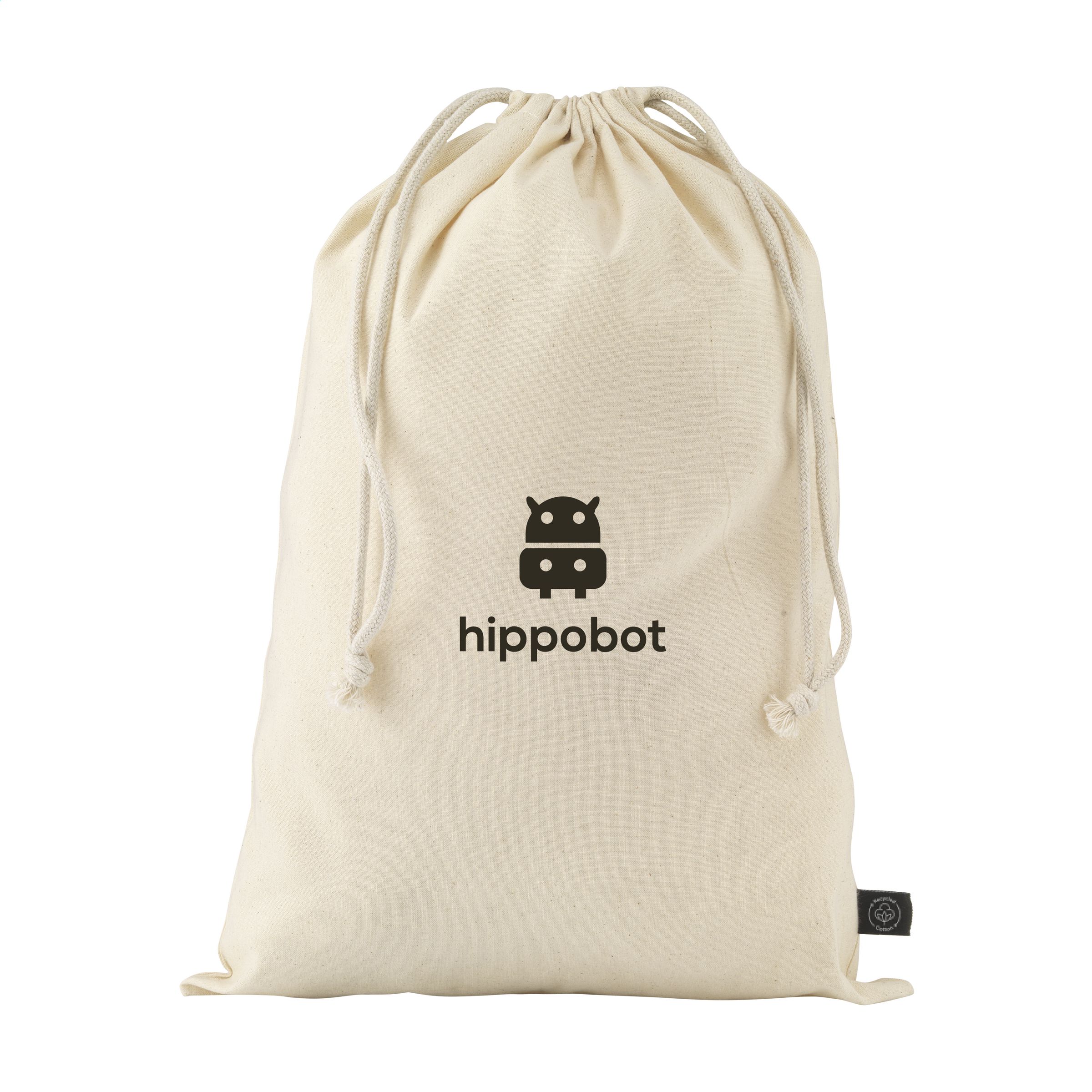 Gift Pouch Naturel GRS Recycled Cotton (150 g/m²) L bedrukken met logo