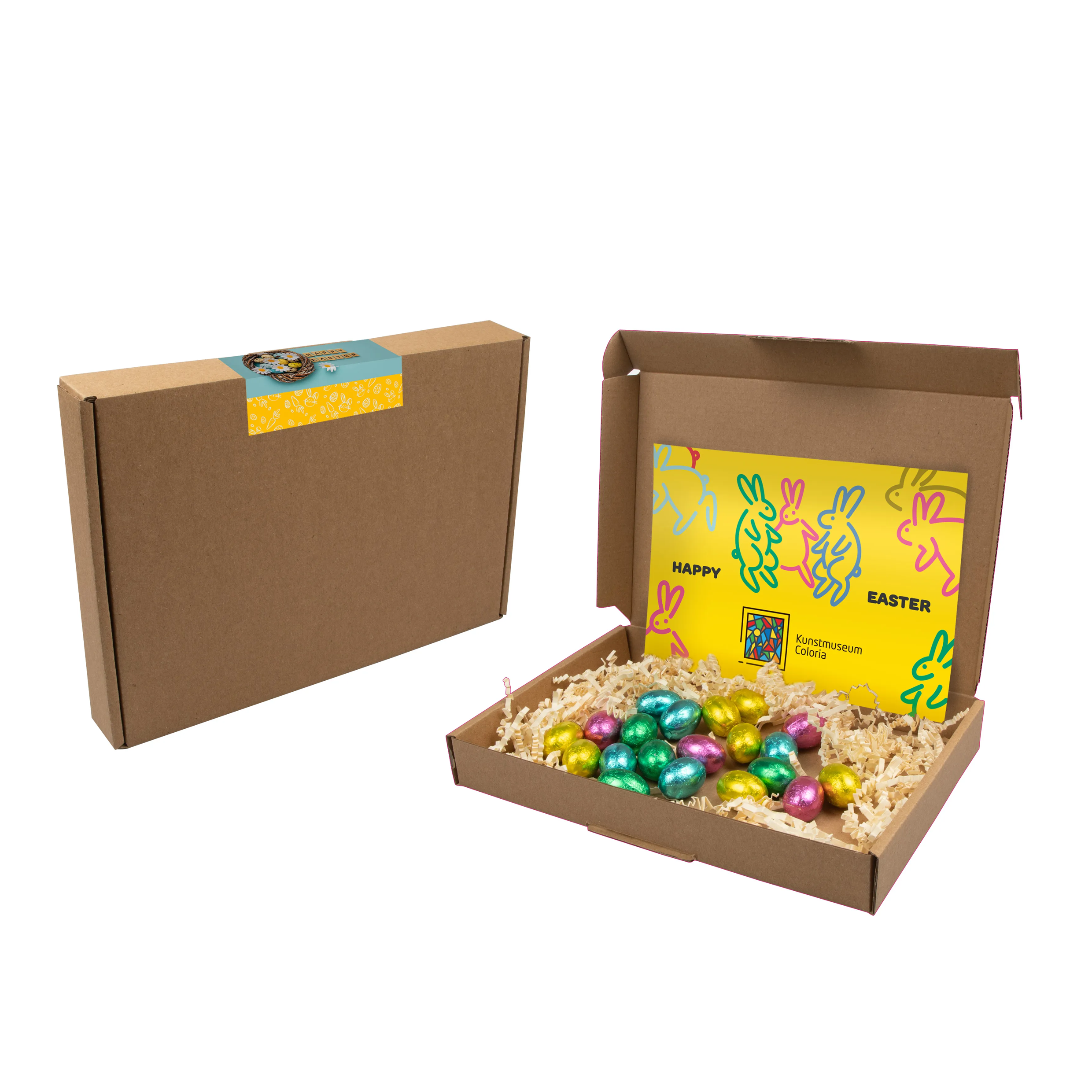 Box of Easter eggs in nest bedrukken met logo
