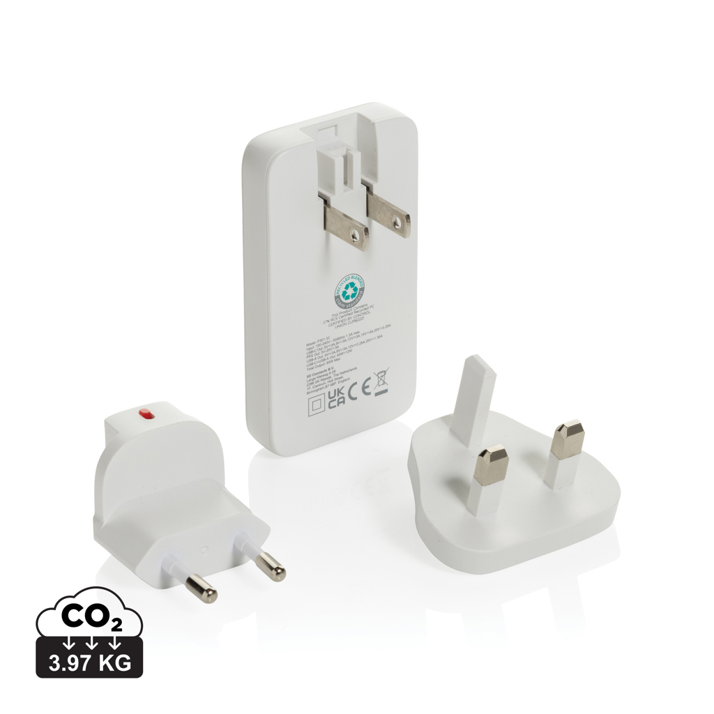 Fluxo RCS 65W platte GaN-lader met universele connectors bedrukken met logo