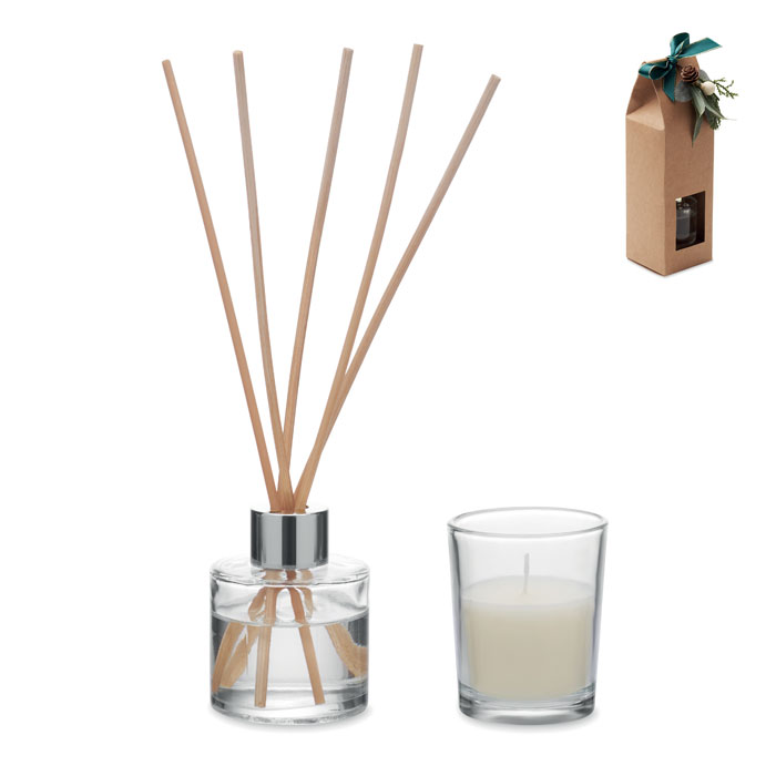 Vanille diffuser & kaarsenset bedrukken met logo