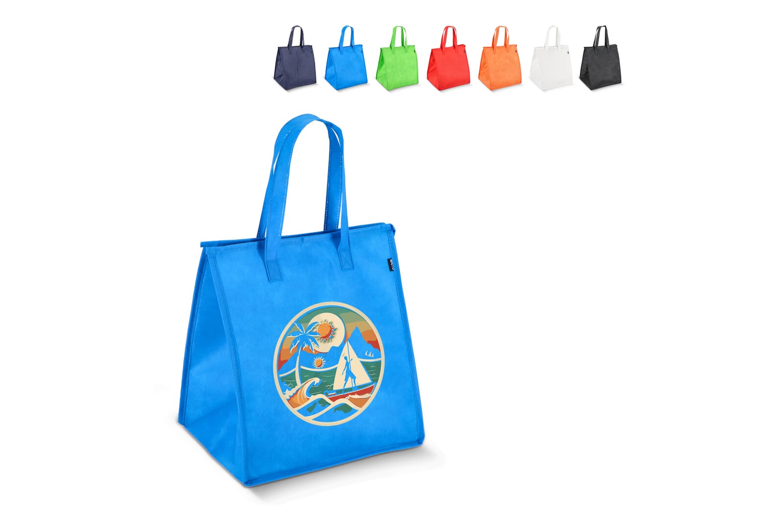 R-PET koeltas, non-woven, 33 x 25,5 x 37 cm, 75 g/m² bedrukken met logo