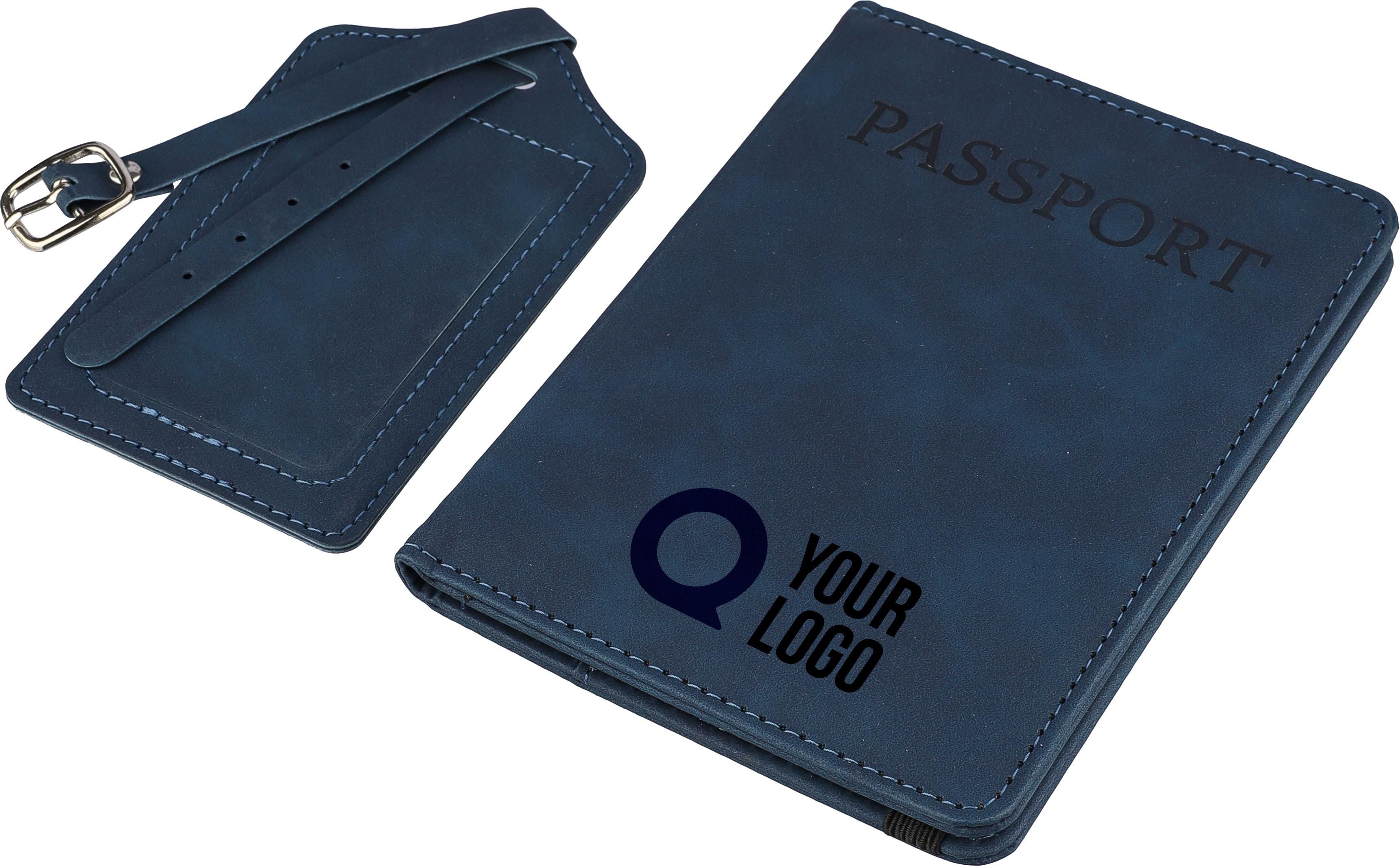 Gerecyclede PU paspoorthouder en bagagelabel Zani bedrukken met logo
