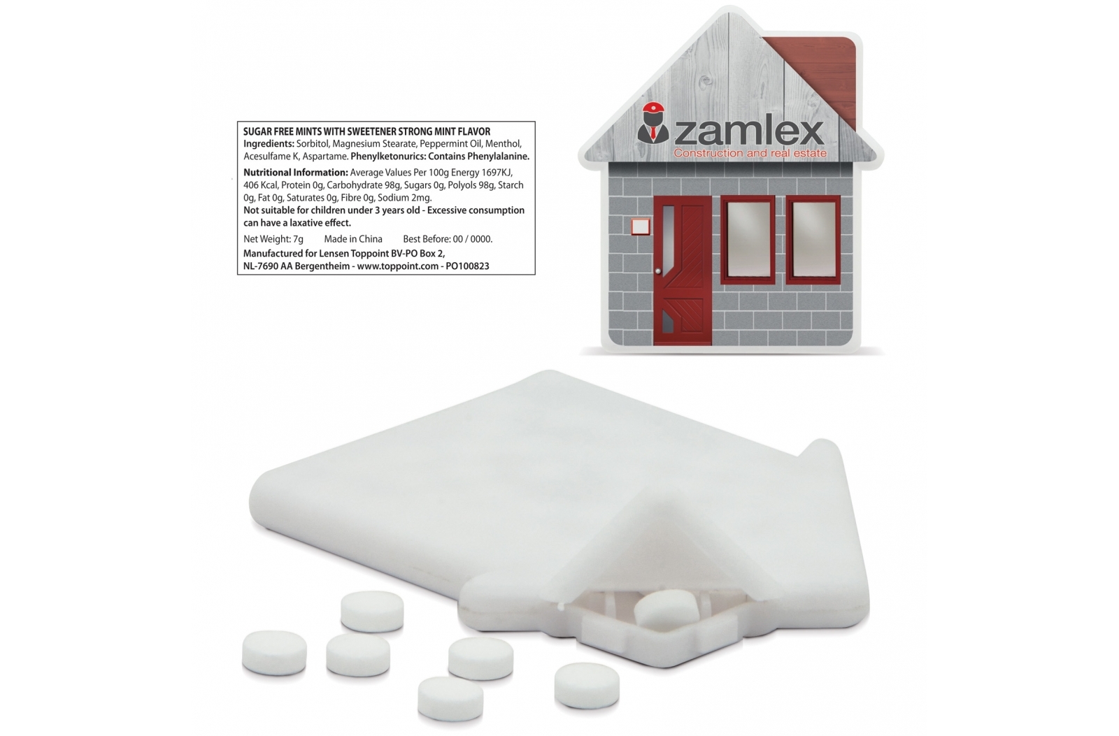 Minty Pepermuntdoos huis bedrukken met logo