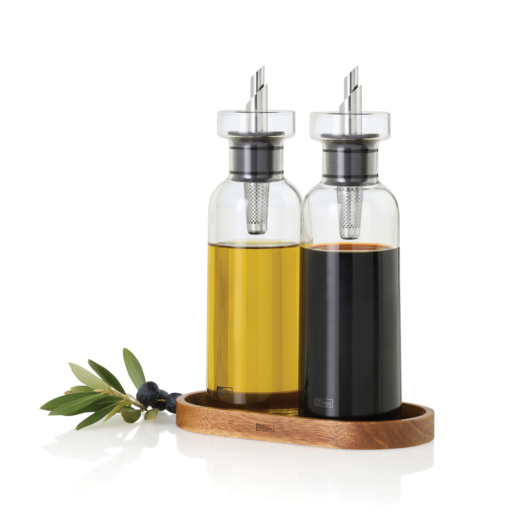 AdHoc Menage AromaPour-set met olie- en azijnschenker, 300 m bedrukken met logo