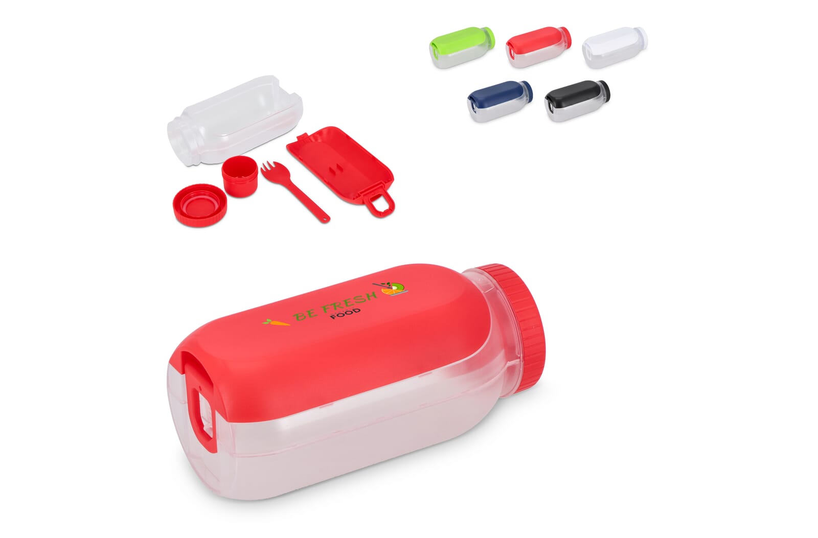 Alles-in-één Lunchkom met Sausvakje en Lepel-Vork bedrukken met logo