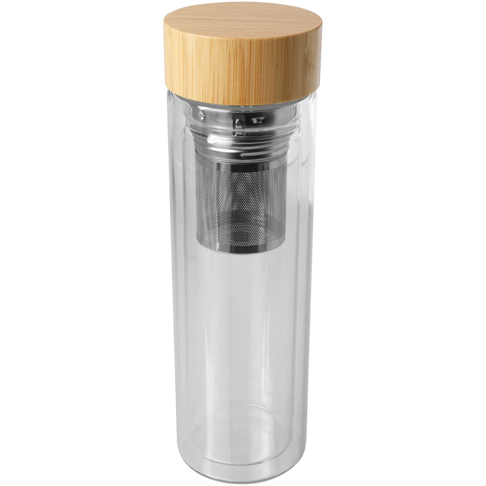 Bailey 400 ml infuusfles van borsilicaatglas met bamboe deksel bedrukken met logo
