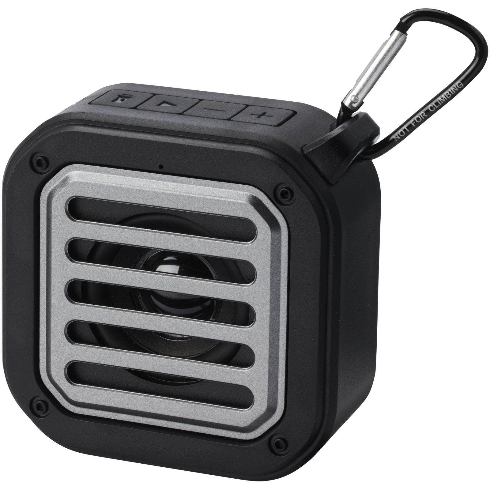 Solo IPX5 Bluetooth® speaker op zonne-energie van 3 W van RCS gerecycled plastic met karabijnhaak  bedrukken met logo