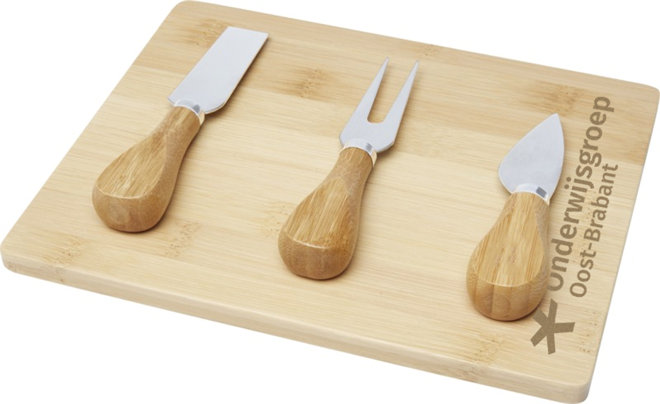 Elo bamboe kaasplank en hulpmiddelen bedrukken met logo