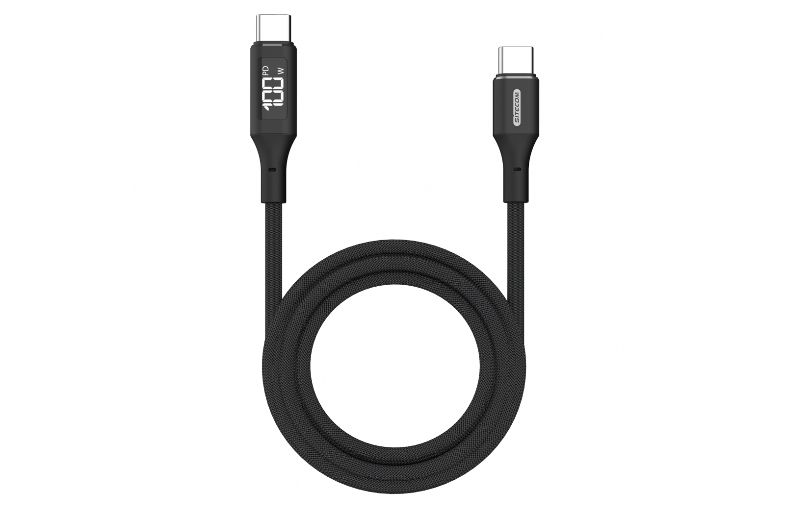 Sitecom CA-1005 USB-C to USB-C Power cable with LED display bedrukken met logo