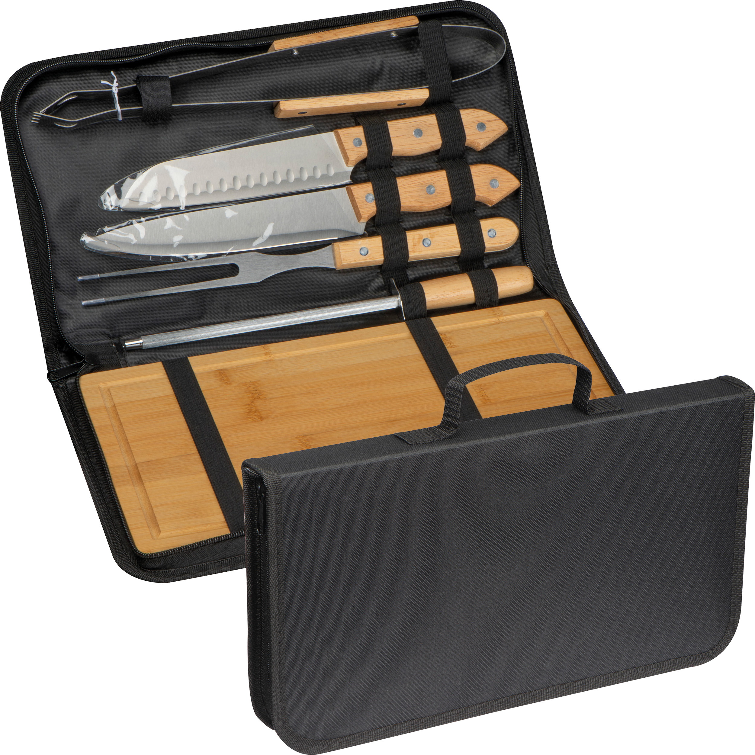 Tailor Barbeque set in etui met rits bedrukken met logo