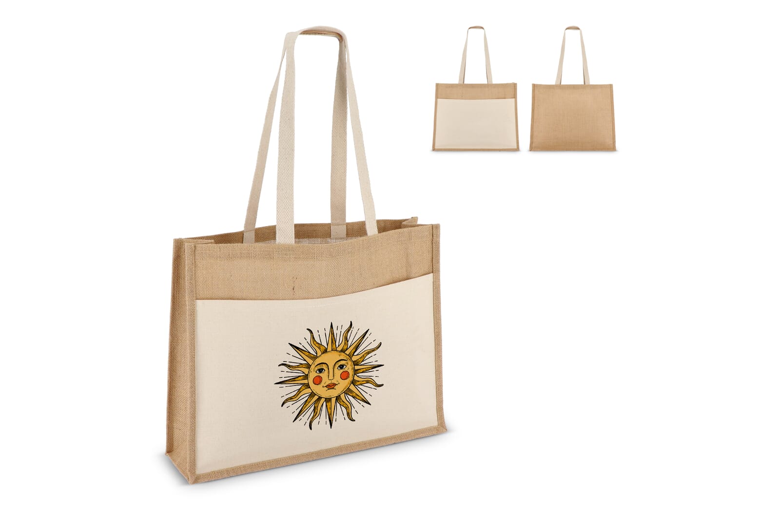 Jute Tote bag OEKO-TEX® 45 x 12 x 35cm 320g/m² bedrukken met logo