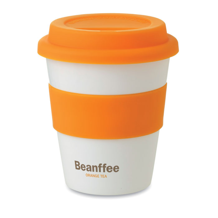 Lumo beker met siliconen deksel bedrukken met logo