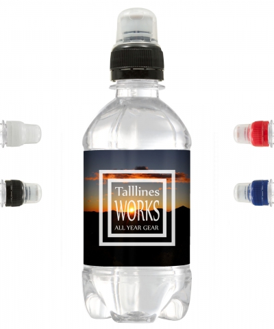 Spring water 330 ml met sportdop bedrukken met logo