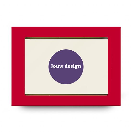 ChocoWenskaart rood (175 gram) bedrukken met logo