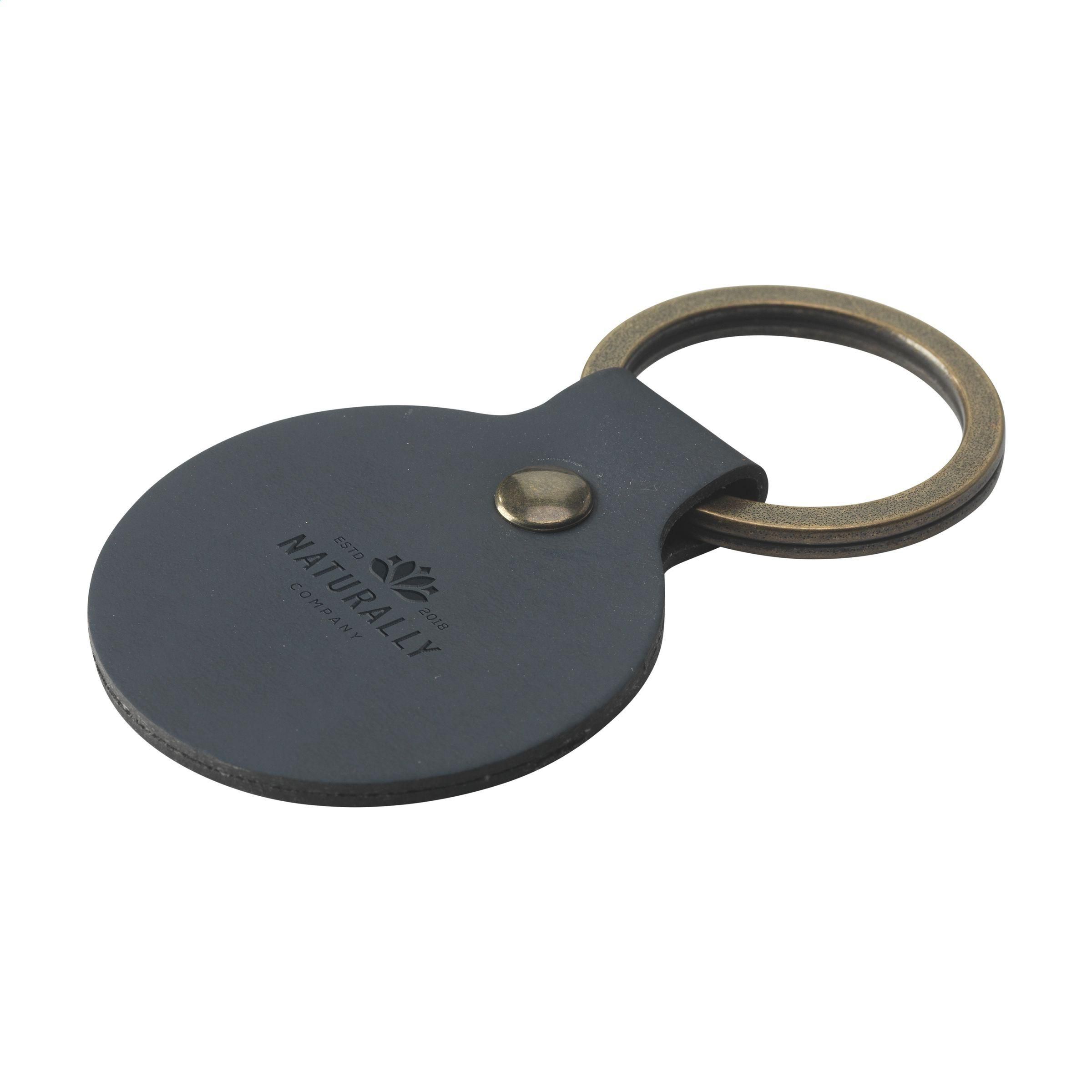 Recycled Leather Keyring Round sleutelhanger bedrukken met logo