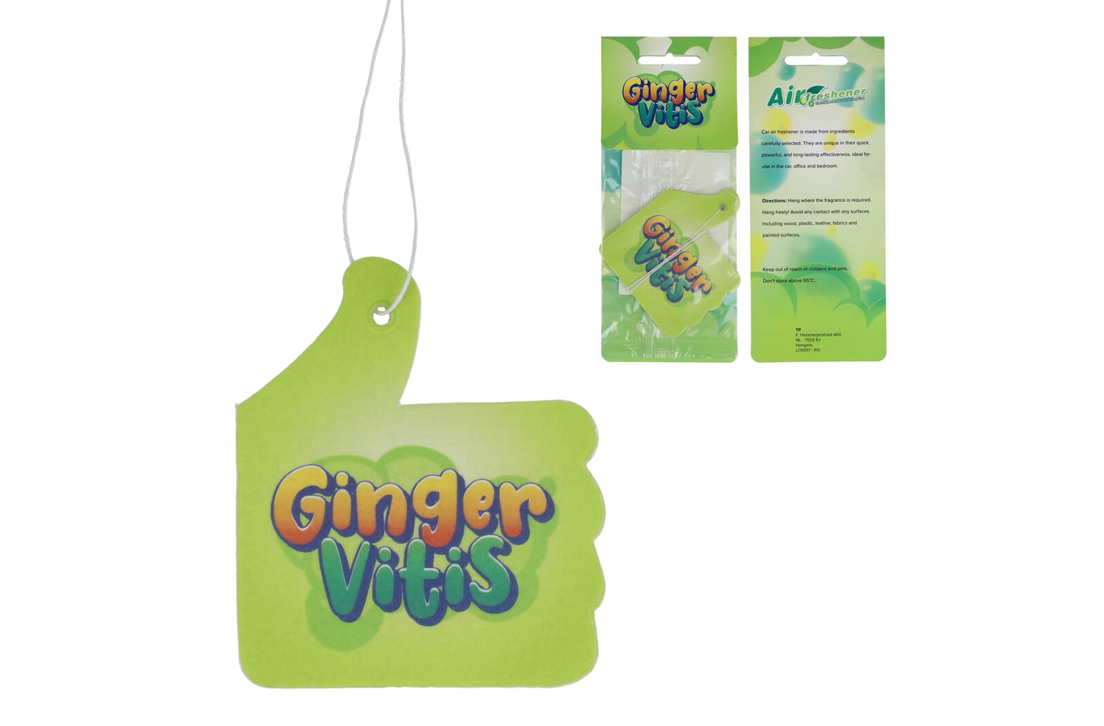 Auto luchtverfrisser "like" met citroen geur bedrukken met logo
