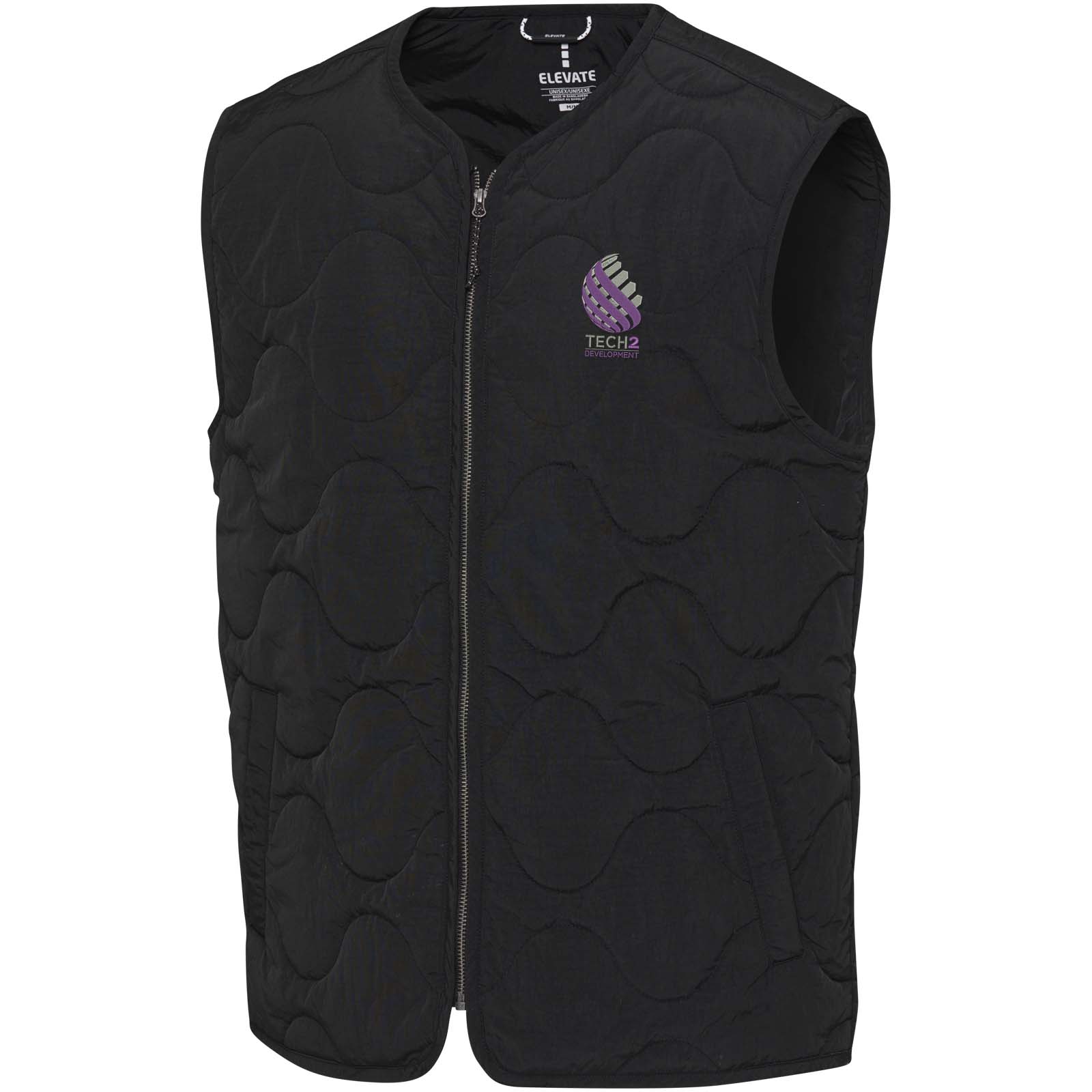 Quartz GRS gerecyclede gewatteerde uniseks bodywarmer bedrukken met logo