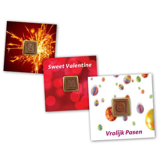 ChocoKaart met 1 Chocoblokje bedrukken met logo